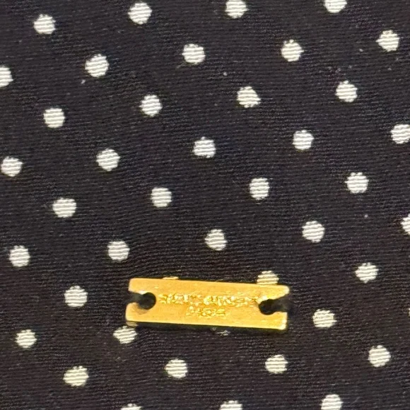 SAINT LAURENT - 100% SILK BLACK & WHITE POLKA DOT FRINGE SCARF - Picture 9 of 10